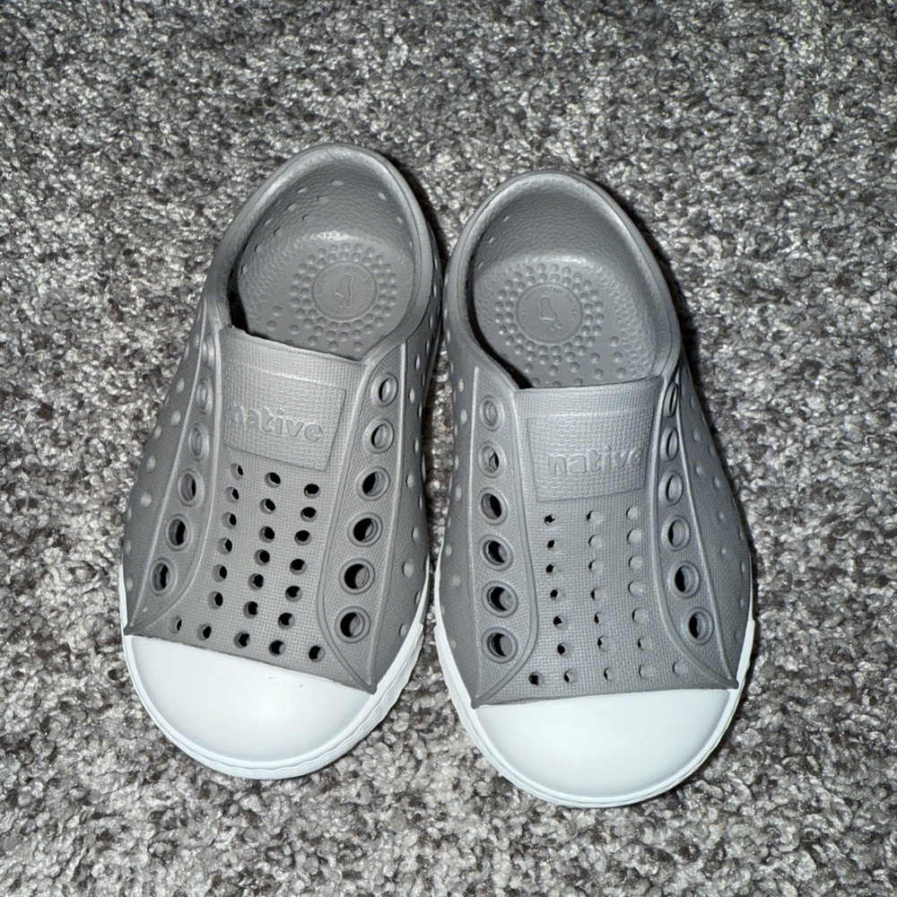 Native Gray and White Water Shoes